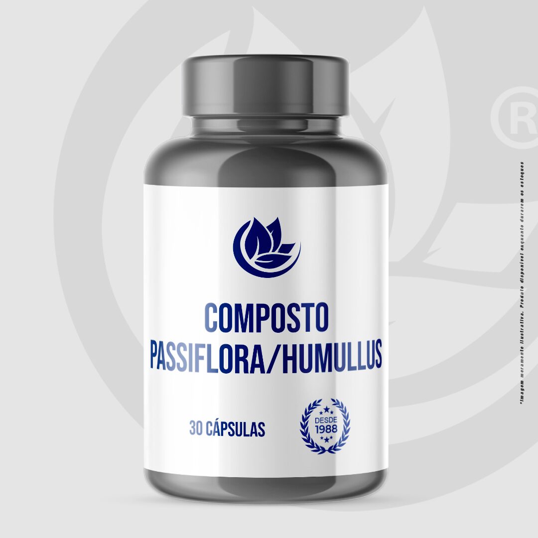Composto Vegetal Calmante com Passiflora e Humulus lupulus 30 cápsulas